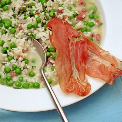 Rice & Peas with Prosciutto Chips