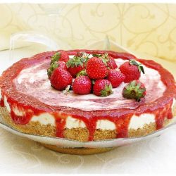 No Bake Strawberry Quark Cheesecake