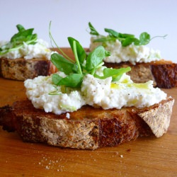Crostini with Ramps and Pea Shoots