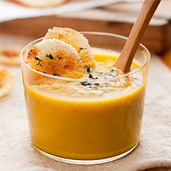 Soup w/ carrots and garlic stalks