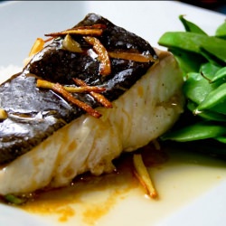 Steamed Halibut w/ Fried Ginger