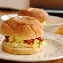 Egg Salad Kimchi Burger