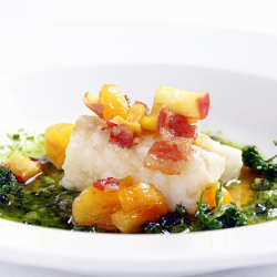 Baked Cod, Apple, Bacon and Aprikot
