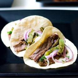 Cecina Tacos & Nopalitos Salsa