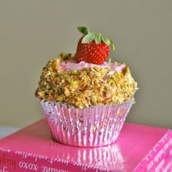 Pistachio + Strawberry Cupcakes