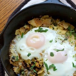 Fried Eggs on Potato Chips