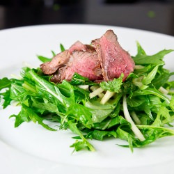 Lamb w/Green Peach and & Salad