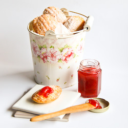 Lemon Madeleines & Rhubarb Jam