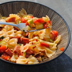 Zucchini, Kielbasa, and Corn Pasta