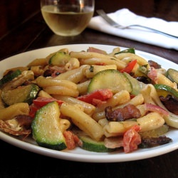 Pasta w/Zucchini Bacon & Goat Cheese