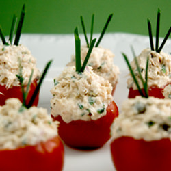 Tuna Mascarpone Stuffed Tomatoes