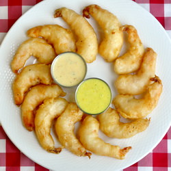 Beer Battered Shrimp with Two Mayos