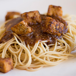 Tempeh Tonkatsu Sauce Spagghetti