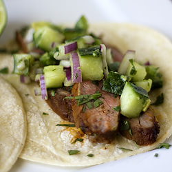 Steak Taco & Cucumber-Avocado Salsa