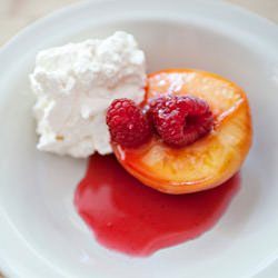 Poached Peaches with Raspberries