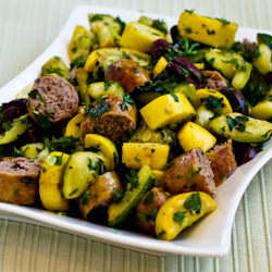 Grilled Sausage and Summer Squash
