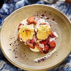 Rhubarb and Strawberry Cobbler