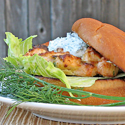 Salmon Burgers w/ Yogurt & Dill