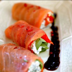 Salmon Roll, Red Pepper and Ricotta