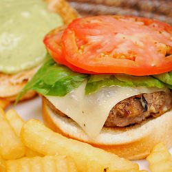 Mushroom Veal Burgers w/ Pesto Mayo