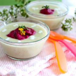 Cucumber-avocado Soup+Beet Mousse