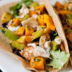 Fish Tacos with Mango Salsa Verde