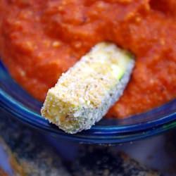 Baked Zucchini + Romesco Sauce