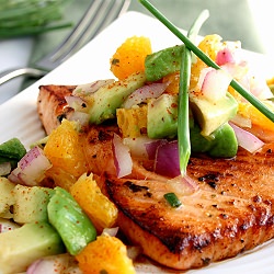 Citrus-Glazed Salmon w/Avocado Salsa
