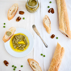 Pea pod and Pecan Pesto