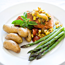 Salmon with Corn and Tomato Relish