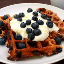 Honey-Oat Waffles with Blueberries