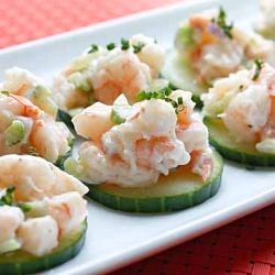 Shrimp Salad on Cucumber Slices