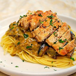 Chicken Pesto Mushroom Cream Sauce
