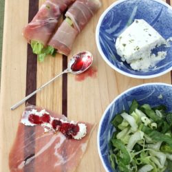 Prosciutto, Cheese, Cherry Rolls