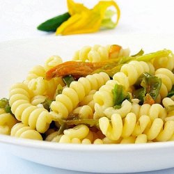 Pasta with Zucchini Flowers Peppers