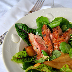 Duck Breast Salad with Hot Pears