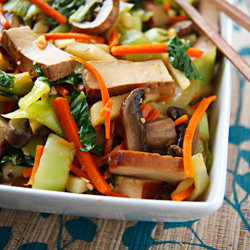 Bok Choy and Baked Tofu Stir-Fry in