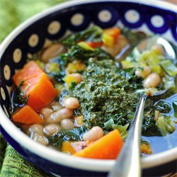 Sweet Potato Soup w/ Walnut Pesto