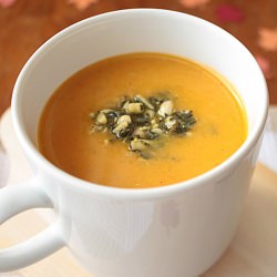 Pumpkin Coconut Soup with Pesto