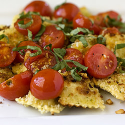 Crisp Ravioli with Roasted Tomatos