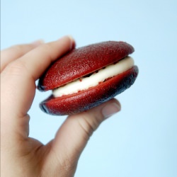 Red Velvet Whoopie Pies with Cream