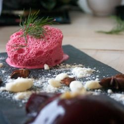 Rice Pudding w/ Frozen Beetroot Air