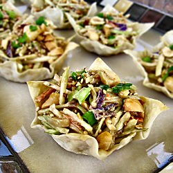 Thai Peanut Slaw in Won Ton Cups
