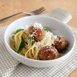 Pesto Pasta and Tuna Meatballs