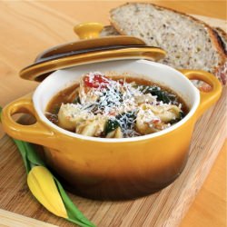 Garlicky Tortellini Turkey Soup