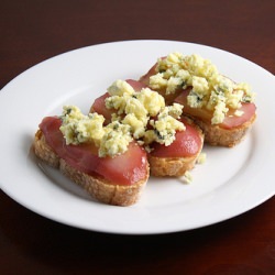Crostini with Poached Pears