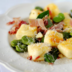 Gnudi with Pancetta and Fava
