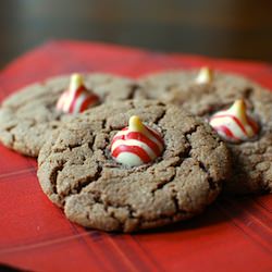 Candy Cane “Kissed” Cookies