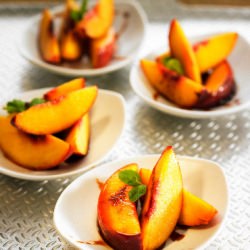 Poached Peaches in Sweet Wine