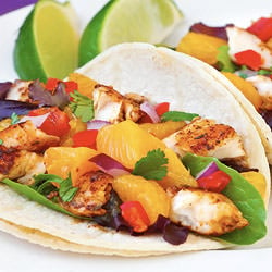 Healthy Fish Tacos w Mandarin Salsa